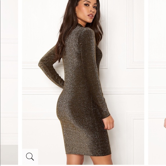 Samsøe & Samsøe Bodycon Gold Knit Mini Party Dress - Picture 3 of 7
